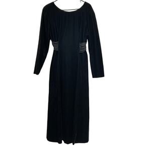 Vintage 90's Decade Designs Black long sleeve velvet Maxi Dress Size 16